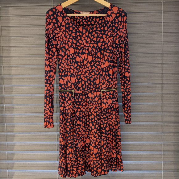 Juicy Couture Heart Pattern Red Navy Dress Size Small - Picture 4 of 11